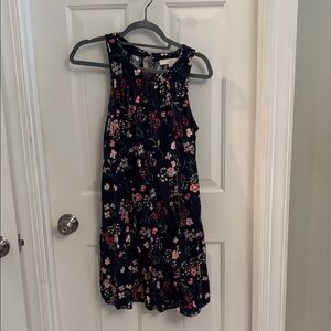 LOFT Navy Floral Sleeveless Dress